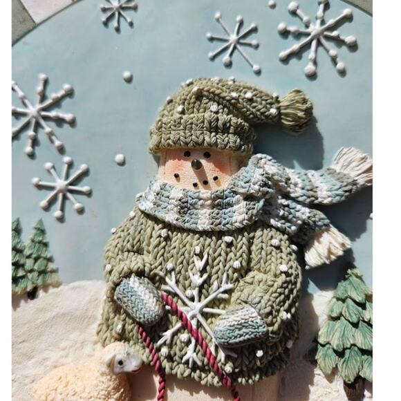 DISCOUNTED! NEW Vintage Miss Heather's Plum Pudding Snowman Decor 3D 8" no box - Picture 2 of 7
